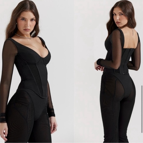 House of CB 'Araminta' Black Mesh Long Sleeve Corset NWOT - Picture 3 of 5